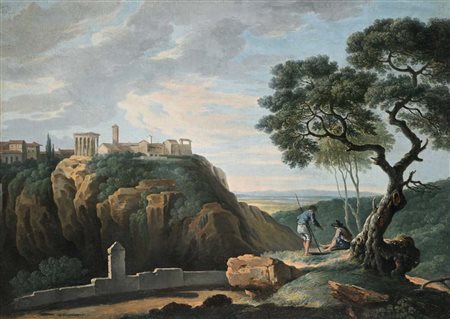 Andrea Locatelli (attribuito a) (Roma 1695 - Roma 1741) Paesaggio con veduta...