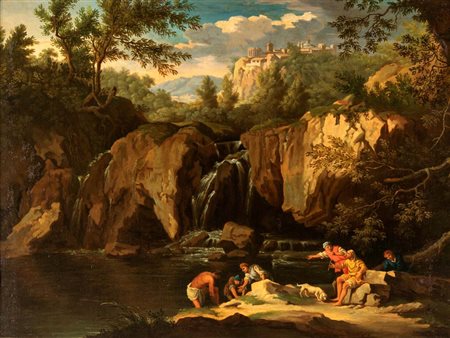 Jean-Baptiste Lallemand (attribuito a) (Digione 1716 - Parigi 1803) Paesaggio...