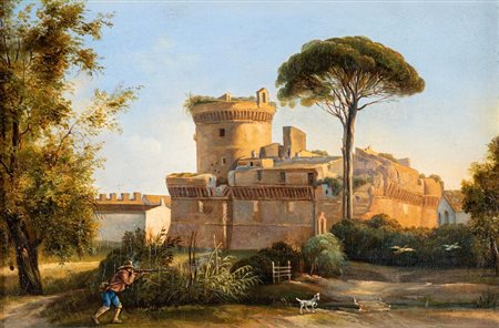 Scuola romana della fine del XVIII secolo Castello di Giulio II a Ostia...