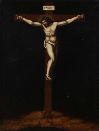 Pittore del XVIII secolo Crocifissione olio su tela cm 66x51,5 - con cornice...