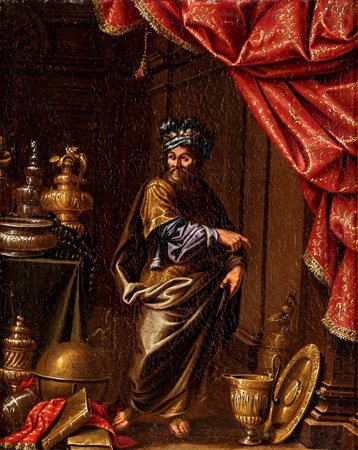 Pittore del XVII secolo Filosofo orientale tra ricchezze e simboli del sapere...