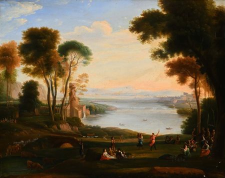 Claude Lorrain (cerchia di) (Champagne 1600 - Roma 1682) Sposalizio di Isacco...