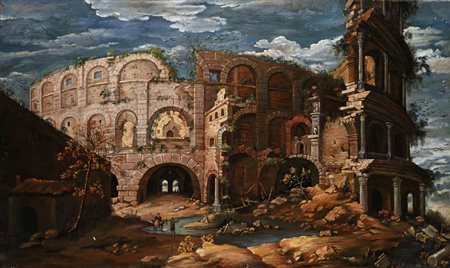 Dirck Verhaert (copia da) (Haarlem 1610 - Leida 1680) Veduta fantastica del...