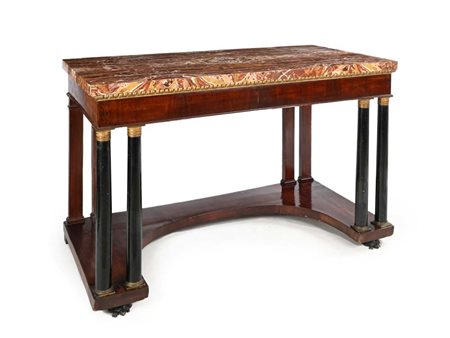 Console Impero con piano lastronato in diaspro, Toscana, XIX secolo cm...