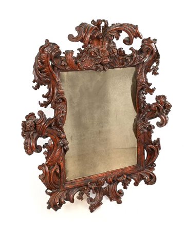 Cornice barocca a cartoccio in legno scolpito, Venezia, XVII secolo cm...