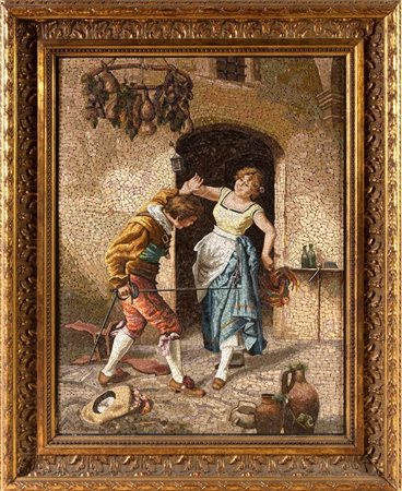 "Lotta impari" cm 52x40 - in cornice cm 65,5x53,5 Al verso etichetta della...