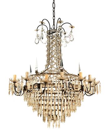 Lampadario in cristallo a sedici luci, fine del XIX secolo cm 120x94...