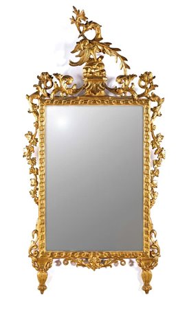 Specchiera verticale in legno intagliato e dorato, fine del XVIII secolo cm...