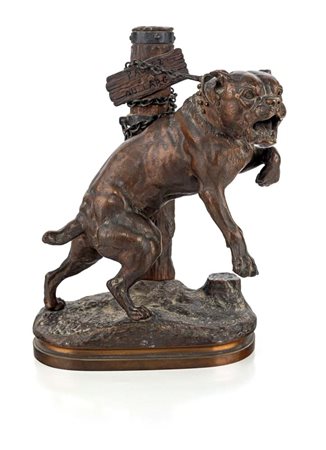 Molosso alla catena - "Passez au large" cm 35,5x27x14 Firma incusa sulla base...