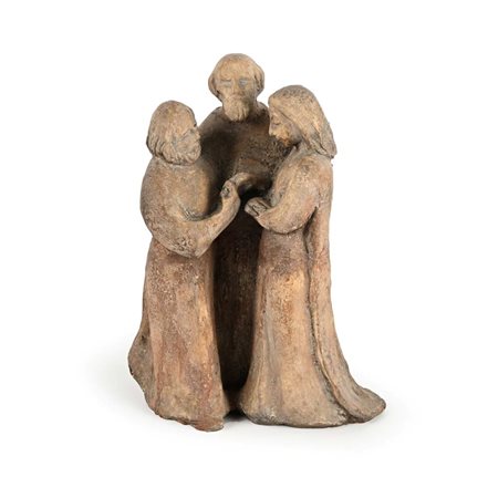 "La promessa" cm 33x25x15 gruppo composto da tre figure ritratte nell'atto...