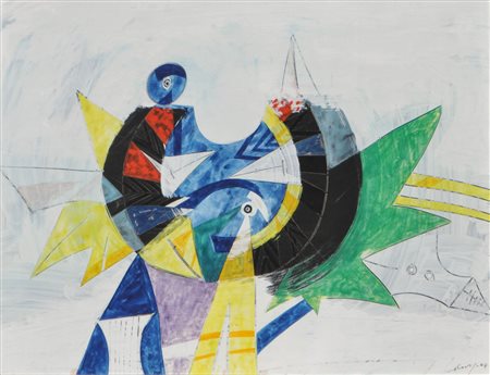 Gianni Dova (Rom/Roma 1925 - Pisa 1981) Senza titolo, 1964;Tecnica mista su...