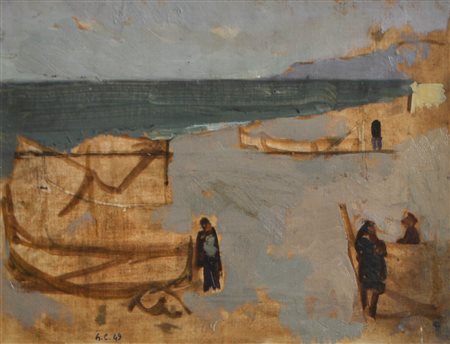 Leonardo Cremonini (Bologna 1925 - Paris/Parigi 2010) Spiaggia calabrese,...