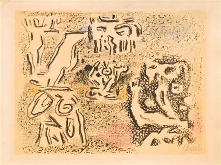 Willi Baumeister (Stuttgart/Stoccarda 1889 - 1955) Senza titolo (col mostro...