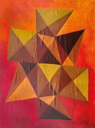 Lion Gischia Composizione 14; Olio su carta applicata su tavola, 60,5 x 45,5...