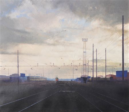 Dino Boschi (Bologna 1923 - 2015) Nuovi orizzonti, 1991;Olio su tela, 70 x 80...