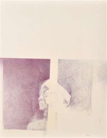 Pedro Cano Senza titolo;Tecnica mista su carta, 89,5 x 69,5 cm Firma