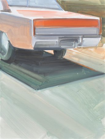 Thomas Hocheisen / Ulrike Hullmann Red Car, 1989;Diptico, olio su tavola,...