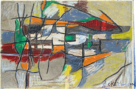 Paul Ackermann (1908 - 1981) Composizione;Tecnica mista sul retro pagina di...