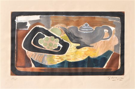 Georges Braque (Argenteuil 1881 - Paris/Parigi 1963) La théière aux raisins,...