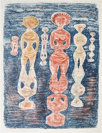 Massimo Campigli (Berlin/Berlino 1895 - Saint-Tropez 1971) Nelle risaie,...