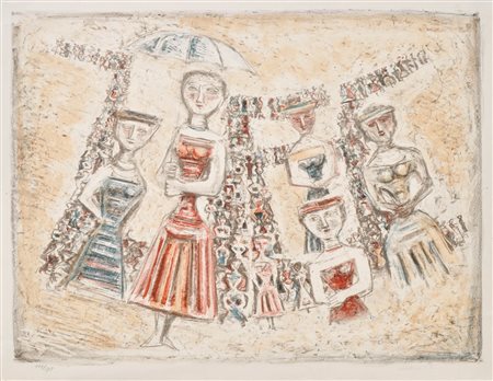 Massimo Campigli (Berlin/Berlino 1895 - Saint-Tropez 1971) La rue,...