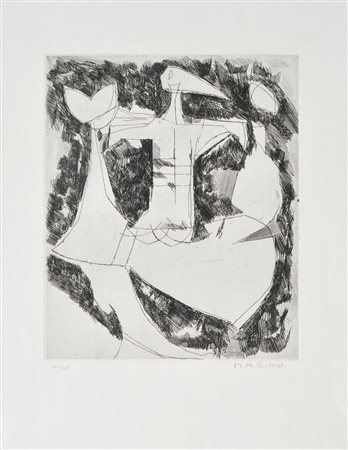 Marino Marini (Pistoia 1901 - Viareggio 1980) Cavaliere;Acquaforte, 29,5 x...
