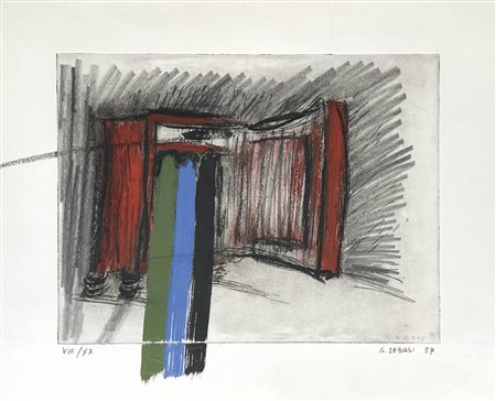 Giuseppe De Biasi (Ala 1947) Senza titolo, 1987;Acquaforte a col. su carta,...