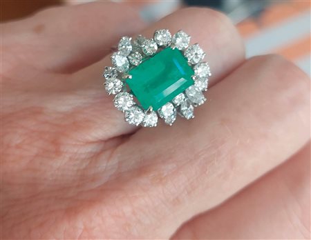 Italienische Manufaktur/Manifattura italiana Anello con smeraldo, Anni...