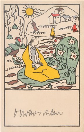 Oskar Kokoschka (Pöchlarn 1886 - Montreux 1980) Cartolina della Wiener...