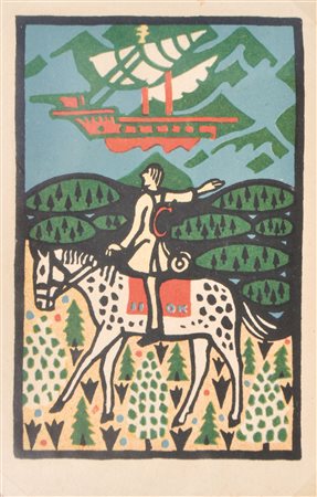 Oskar Kokoschka (Pöchlarn 1886 - Montreux 1980) Cartolina della Wiener...