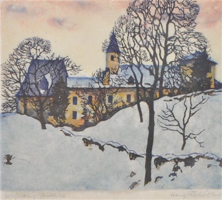 Franz Köberl (Innsbruck 1889 - 1967) Weiherburg a Innsbruck;Xilografia a...