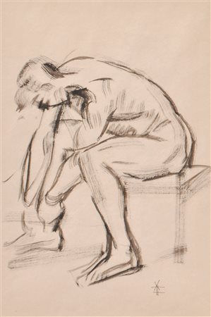Anton Hofer (Bozen/Bolzano 1888 - 1979) Nudo seduto;China, 43,5 x 28,5 cm, in...