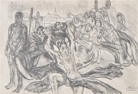 Leo Putz (Meran/Merano 1869 - 1940) Salomè, scena II, 1930;Kohle u....