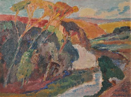 (Meran/Merano 1869 - 1940) Leo Putz Paesaggio di Caieiras, San Paolo,...