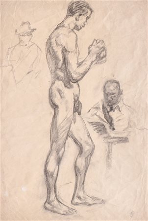 Ignaz Stolz (Bozen/Bolzano 1868 - Lana 1953) Nudo maschile con due ritratti,...