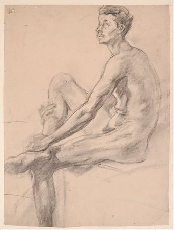 Ignaz Stolz (Bozen/Bolzano 1868 - Lana 1953) Nudo maschile seduto, 1920...