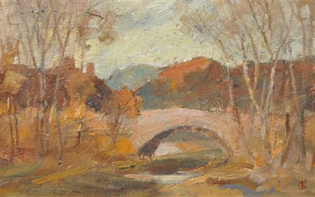 Ignaz Stolz (Bozen/Bolzano 1868 - Lana 1953) Ponte sull’Adige presso Castel...
