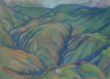 Anton Hofer (Bozen/Bolzano 1888 - 1979) Paesaggio montano, 1920/30;Pastello...