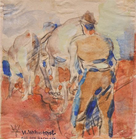 Hans Josef Weber-Tyrol (Schwaz 1874 - Meran/Merano 1957) Aratore;Tecnica...