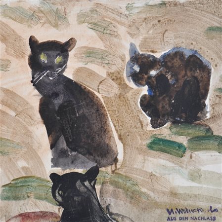 Hans Josef Weber-Tyrol (Schwaz 1874 - Meran/Merano 1957) Tre gatti...