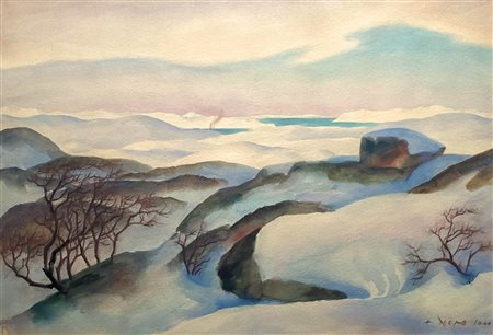 Ernst Nepo (Dauba, Böhmen 1895 - Innsbruck 1971) Paesaggio invernale in...