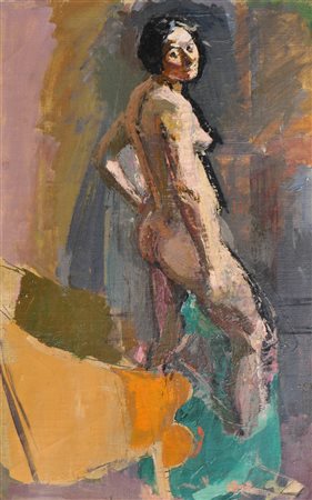 Franz Wiegele (Nötsch, Kärnten/Carinzia 1887 - 1944) Nudo femminile;Olio su...
