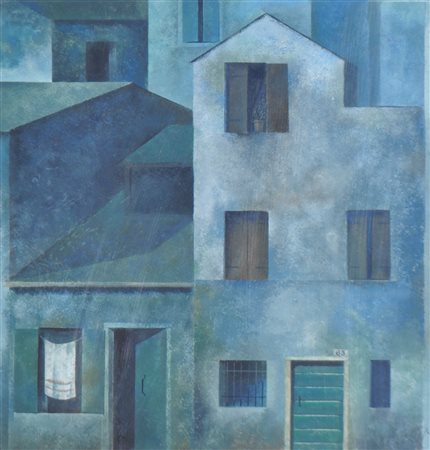 Oswald Haller (Hall in Tirol 1906 - Innsbruck 1989) Case;Tempera su carta, 23...