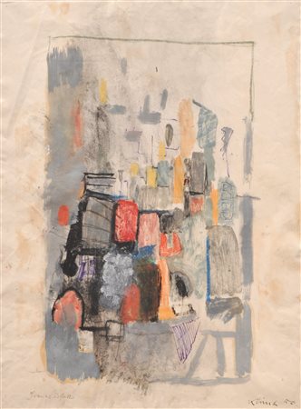 Heinz Klima (Innsbruck 1924 - 1967) Foglio grigio, 1956;Tecnica mista su...