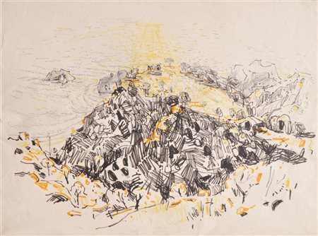 Heinz Klima (Innsbruck 1924 - 1967) Paesaggio, 1961;China su carta, 47,5 x 64...