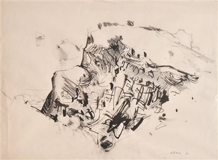 Heinz Klima (Innsbruck 1924 - 1967) Senza titolo;Tecnica mista su carta, 47 x...