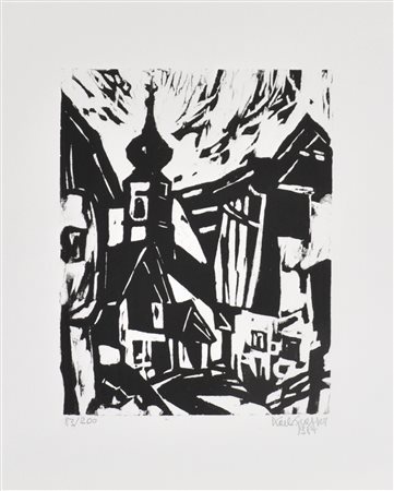 Karl Grasser (Kortsch/Corces 1923 - 2022) Corces, 1984;Xilografia, 69,5 x...