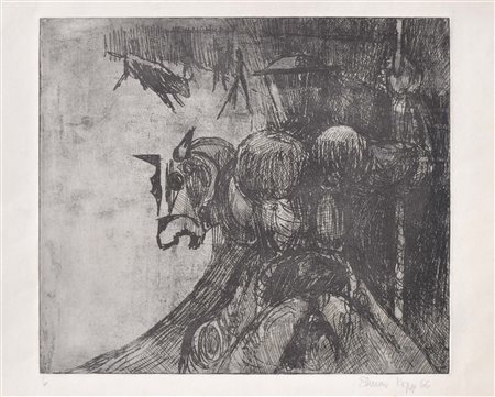 Elmar Kopp (Imst 1929 - 2020) Don Chisciotte, 1966;Acquaforte, 31,5 x 37,5 cm...