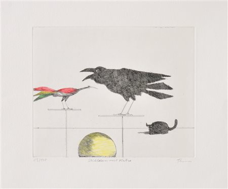 Paul Flora (Glurns/Glorenza 1922 - Innsbruck 2003) Natura morta con...