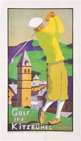 Peter Waldner Manifesto "Golf a Kitzbühel";Stampa offset, 92,5 x 57 cm,...